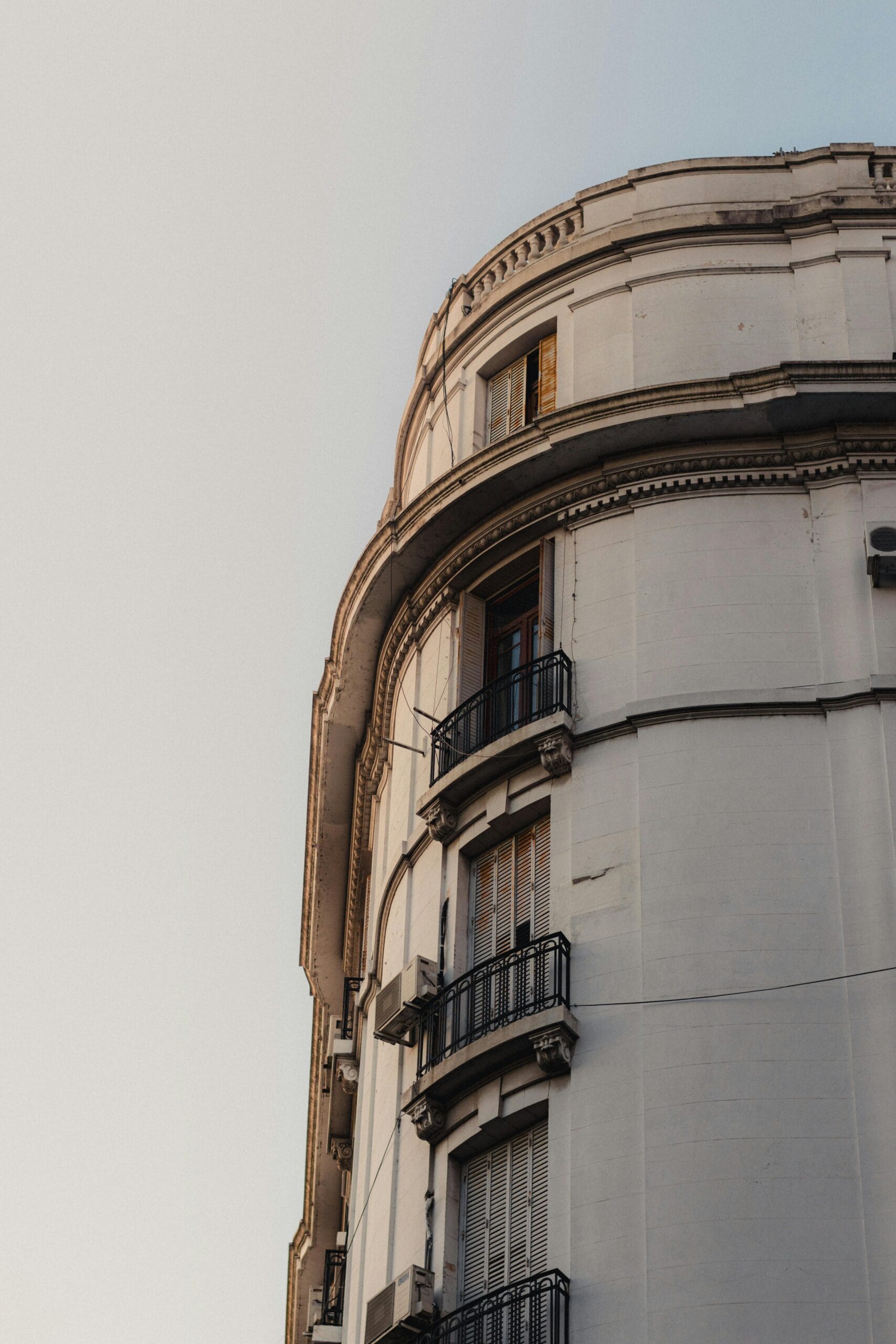 A classic vintage building with intricate details at sunset in Buenos Aires, Argentina.